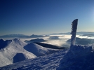 Utsikt från toppen av Krivan 1709m. I bakgrunden syns Västra Tatra