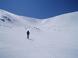 Ski mountaineer on the way up to Sedlo Polana 1837m (Nizke Tatry)
